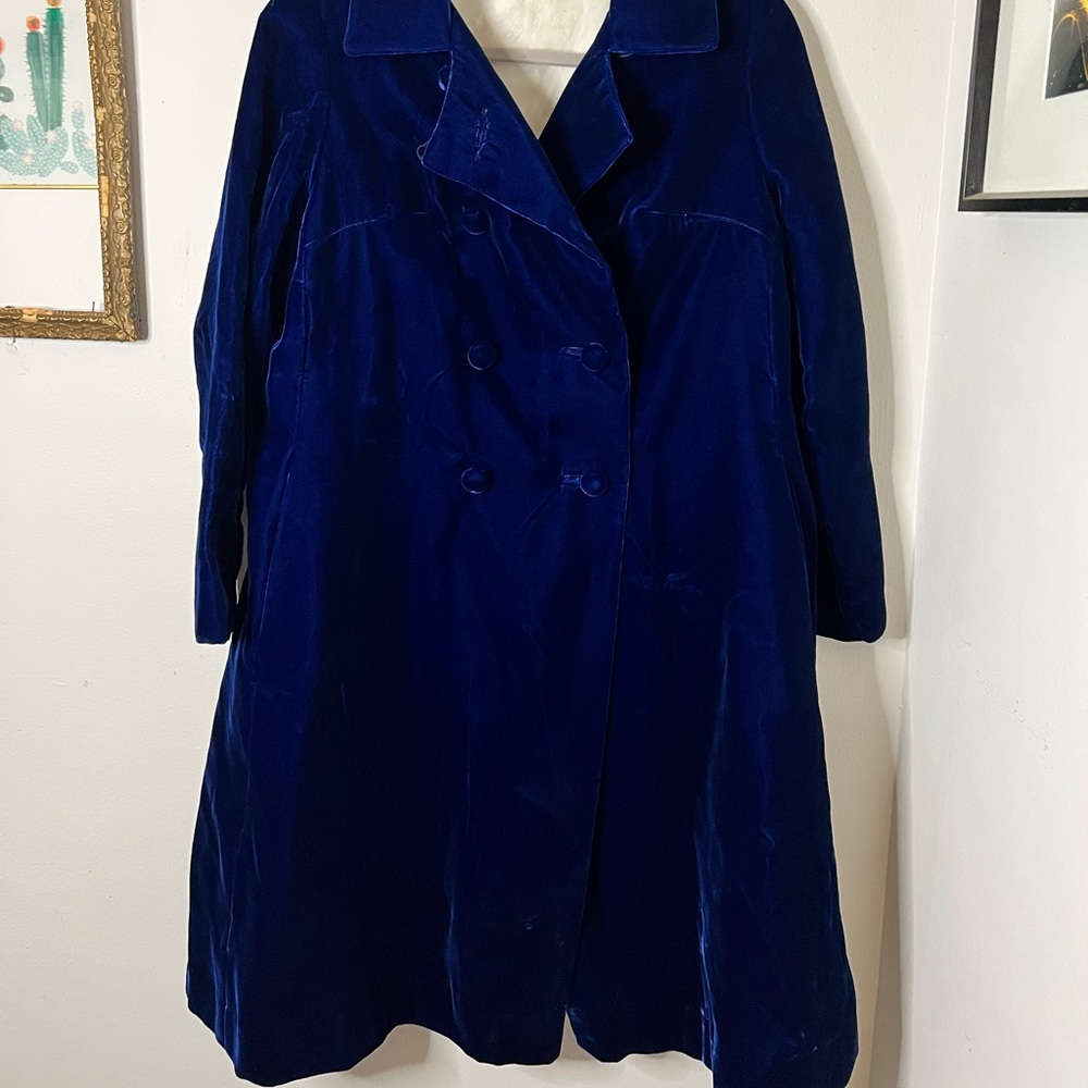 Blue Velvet Handmade Swing Coat M L OOAK